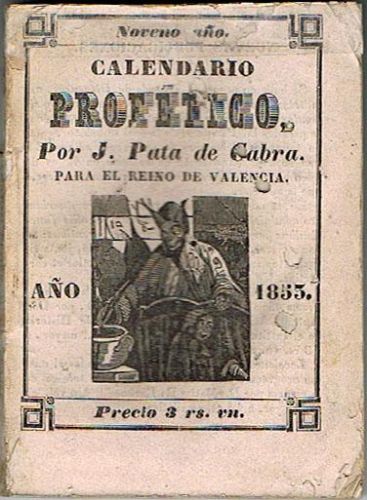 Portada del libro de CALENDARIO PROFÉTICO POPULAR, ILUSTRADO Y PROGRESIVO, para el Reino de Valencia, arreglado para personas...