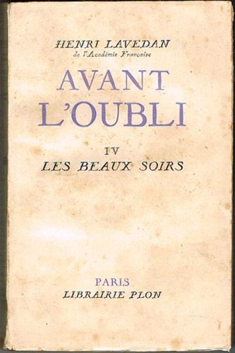 Portada del libro de AVANT L'OUBLI. Les beaux soirs.