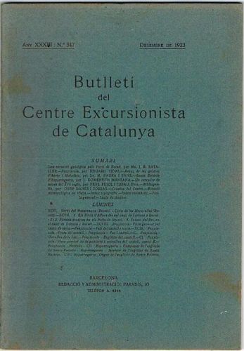 Portada del libro de BUTLLETÍ DEL CENTRE EXCURSIONISTA DE CATALUNYA. Desembre de 1923. Nº 347.