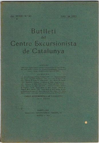 Portada del libro de BUTLLETÍ DEL CENTRE EXCURSIONISTA DE CATALUNYA. Juny de 1923. Nº 341.