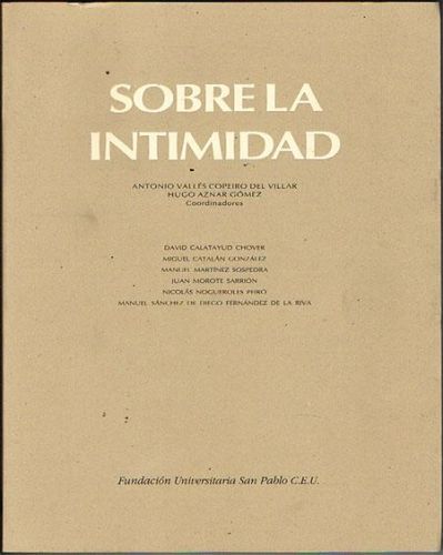 Portada del libro de SOBRE LA INTIMIDAD.