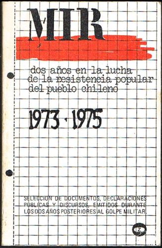 Portada del libro de MIR. Movimiento de izquierda revolucionaria chileno.
