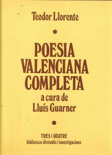 Portada del libro de POESIA VALENCIANA COMPLETA. A cura de Lluís Guarner.