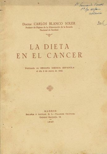 Portada del libro de LA DIETA EN EL CANCER.