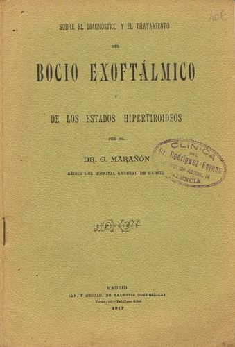 Portada del libro de SOBRE EL DIAGNÓSTICO Y EL TRATAMIENTO DEL BOCIO EXOFTÁLMICO Y DE LOS ESTADOS HIPERTITOIDEOS.