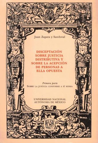 Portada del libro de DISCEPTACION SOBRE JUSTICIA DISTRIBUTIVA Y SOBRE LA ACEPCION DE PERSONAS A ELLA OPUESTA