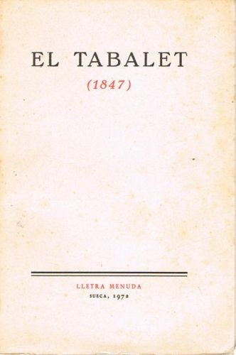 Portada del libro de EL TABALET (1847)