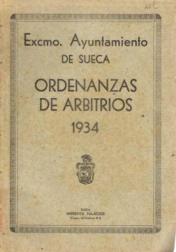 Portada del libro de ORDENENZAS DE ARBITRIOS 1924