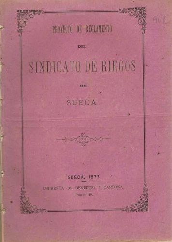 Portada del libro de PROYECTO DE REGLAMENTO DEL SINDICATO DE RIEGOS DE SUECA