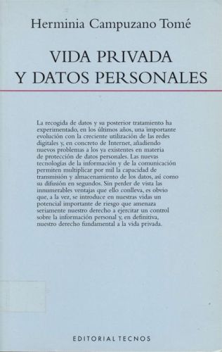 Portada del libro de VIDA PRIVADA Y DATOS PERSONALES