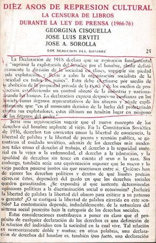 Portada del libro de DIEZ AÑOS DE REPRESION CULTURA. LA CENSURA DE LIBROS DURANTE LA LEY DE PRENSA (1966-76)