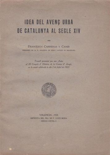 Portada del libro de IDEA DEL AVENÇ URBA DE CATALUNYA AL SEGLE XIV