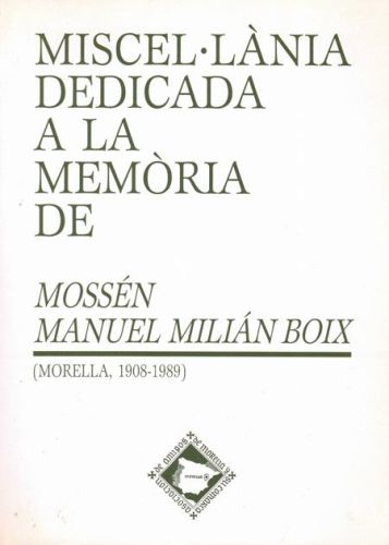 Portada del libro de MISCEL·LANIA DEDICADA A LA MEMORIA DE MOSSEN MANUEL MILIAN BOIX