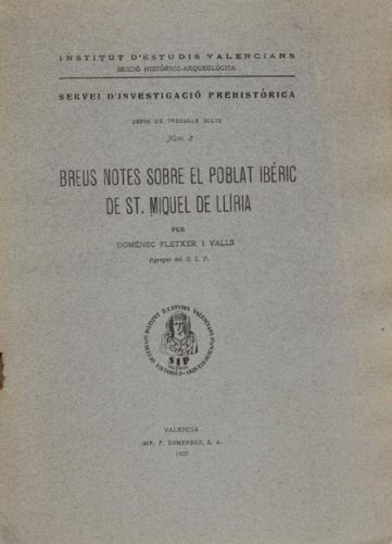 Portada del libro de BREUS NOTES SOBRE EL POBLAT IBERIC DE ST MIQUEL DE LLIRIA
