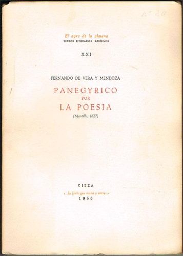 Portada del libro de PANEGYRICO POR LA POESIA. (Montilla, 1627).